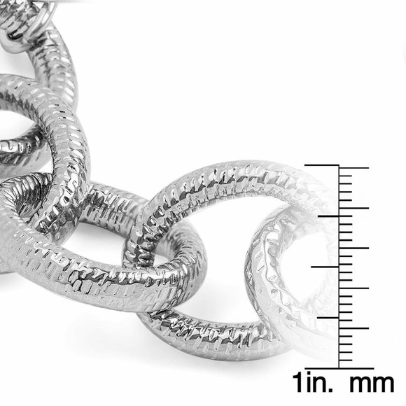 New Silver Large Link Toggle Chain Bracelet - Picture 4 of 5